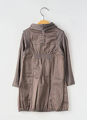 Robe mi-longue manches longues marron COUDEMAIL fille