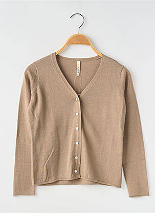 Gilet manches longues col v beige CLUB enfant