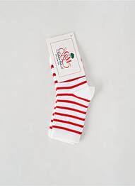 Chaussettes imprimé rayures rouge COUDEMAIL enfant
