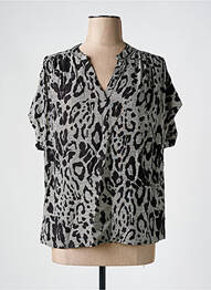 Blouse imprimé fantaisie manches courtes gris KAFFE femme
