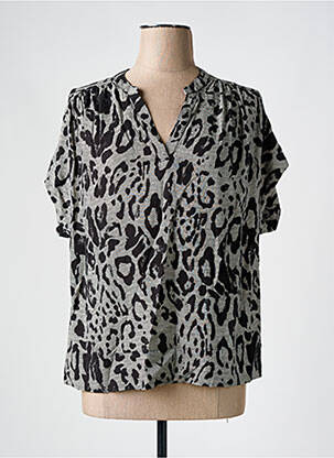 Blouse imprimé fantaisie manches courtes gris KAFFE femme