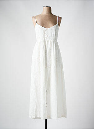 Robe longue coupe évasée fines bretelles blanc SURKANA femme