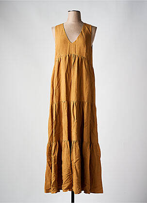 Robe longue coupe évasée sans manche marron SURKANA femme