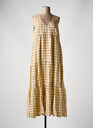 Robe longue imprimé fantaisie sans manche beige SURKANA femme