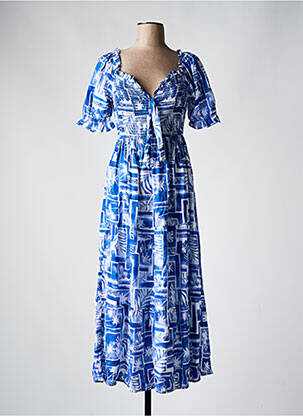 Robe longue manches courtes manches courtes bleu TIFFOSI femme