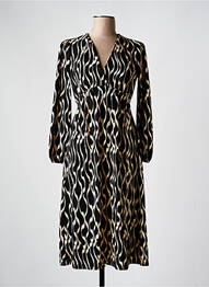 Robe mi-longue imprimé fantaisie manches longues noir SURKANA femme