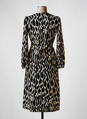 Robe mi-longue imprimé fantaisie manches longues noir SURKANA femme