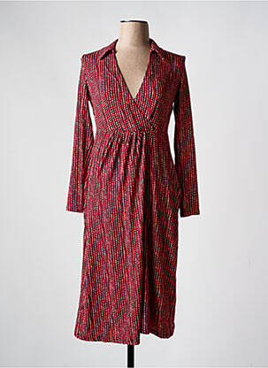 Robe mi-longue manches longues manches longues rouge SURKANA femme
