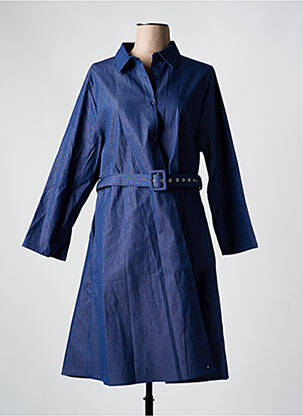 Robe mi-longue manches longues manches longues bleu CHRISTY femme