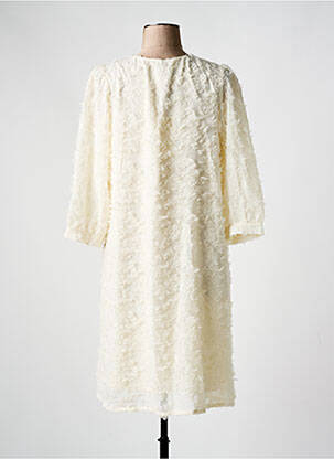 Robe mi-longue coupe fluide manches 3/4 beige KAFFE femme