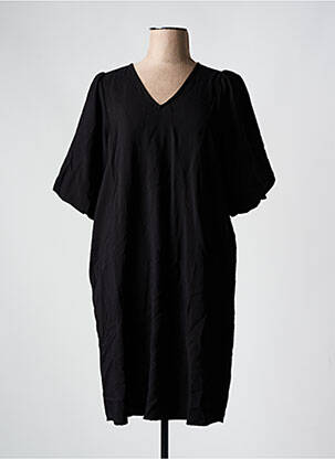 Robe mi-longue manches courtes manches courtes noir KAFFE femme