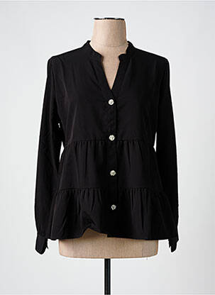 Chemisier coupe cintrée manches longues noir TIFFOSI femme