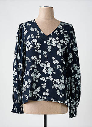 Blouse tissage popeline manches longues noir KAFFE femme