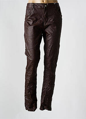 Pantalon slim tissage enduit taille normale marron KAROSTAR femme