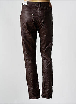 Pantalon slim tissage enduit taille normale marron KAROSTAR femme