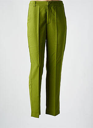 Pantalon chino tissage popeline taille haute vert KAFFE femme