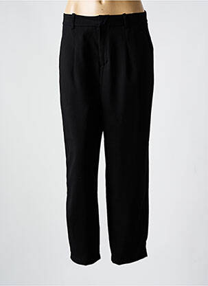 Pantalon droit fermeture zippée sous rabat avec crochet noir KAFFE femme