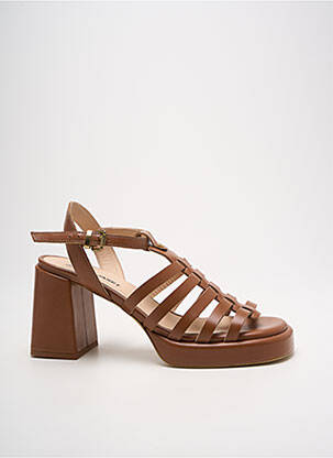 Sandales/nu pieds matière lisse talon de 7 à 9cm marron JANET & JANET femme