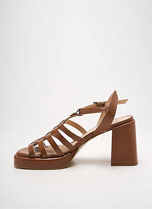 Sandales/nu pieds matière lisse talon de 7 à 9cm marron JANET & JANET femme