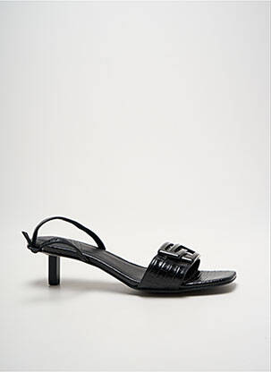 Sandales/nu pieds tissage satiné talon de 4 à 6cm noir WHAT FOR femme
