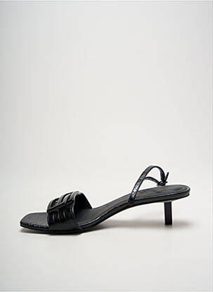 Sandales/nu pieds tissage satiné talon de 4 à 6cm noir WHAT FOR femme