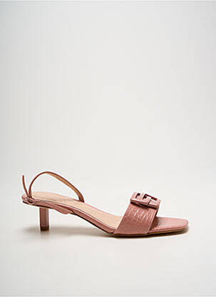 Sandales/nu pieds tissage satiné talon de 4 à 6cm rose WHAT FOR femme