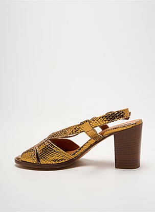 Sandales/nu pieds tissage satiné talon de 7 à 9cm or LES:VENUES femme