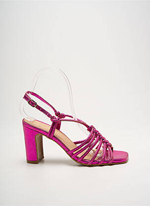 Sandales/nu pieds tissage satiné talon de 7 à 9cm rose ANAKI femme