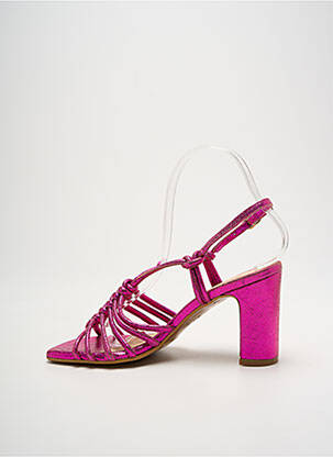 Sandales/nu pieds tissage satiné talon de 7 à 9cm rose ANAKI femme