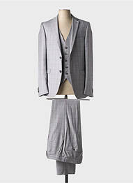 Costume de cérémonie fermeture zippée sous rabat avec crochet gris REDA homme