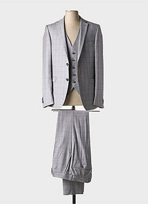 Costume de cérémonie fermeture zippée sous rabat avec crochet gris REDA homme