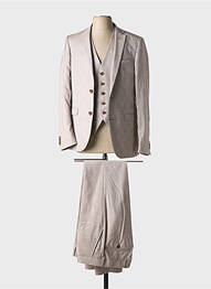 Costume de cérémonie fermeture zippée sous rabat avec crochet beige LANIFICIO homme