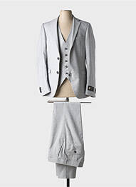 Costume de cérémonie fermeture zippée sous rabat avec crochet gris LANIFICIO homme