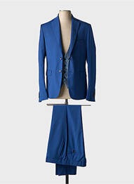 Costume de cérémonie fermeture zippée sous rabat avec crochet bleu HAVANA homme