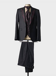 Costume de cérémonie fermeture zippée sous rabat avec crochet noir EMPIRE DU MARIÉ homme