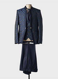 Costume de cérémonie fermeture zippée sous rabat avec crochet bleu EMPIRE DU MARIÉ homme