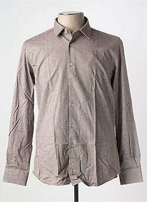 Chemise manches longues coupe droite marron BRIGHTON homme