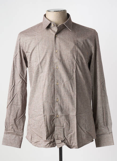 Chemise manches longues marron BRIGHTON pour homme