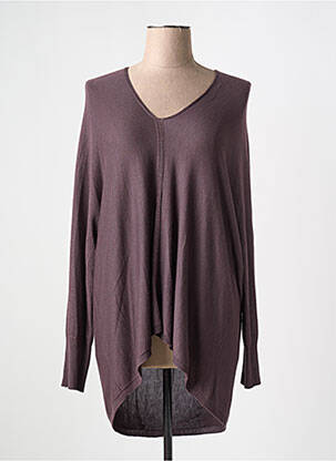 Pull tunique stretch manches longues violet LA FEE MARABOUTEE femme
