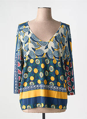 Pull coupe cintrée manches 3/4 bleu JEI'S BY LETIZIA DENARO femme