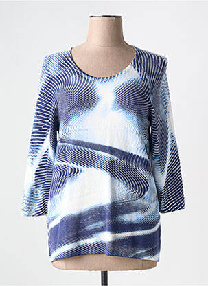 Pull coupe cintrée manches 3/4 bleu CHRISTINE LAURE femme