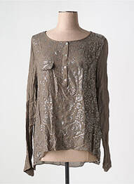 Top coupe fluide manches longues marron LA FEE MARABOUTEE femme