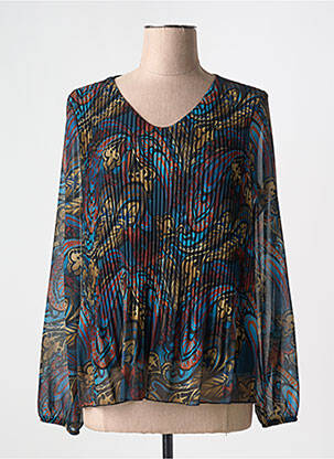 Blouse légère et transparente manches longues bleu SIGNE NATURE femme