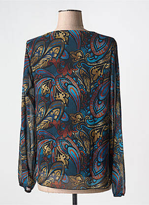 Blouse légère et transparente manches longues bleu SIGNE NATURE femme