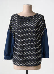Blouse légère et transparente manches 3/4 bleu LA FEE MARABOUTEE femme