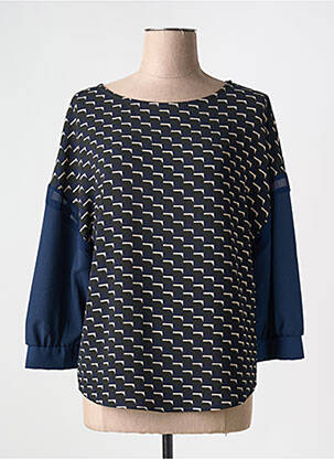 Blouse légère et transparente manches 3/4 bleu LA FEE MARABOUTEE femme