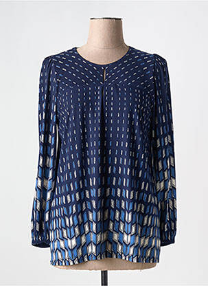 Chemisier coupe cintrée manches longues bleu GEVANA femme