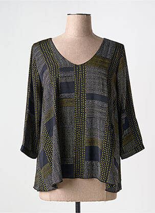 Blouse tissage popeline manches 3/4 noir LA FEE MARABOUTEE femme
