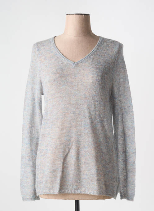 Pull tissage chiné manches longues bleu MAUD & SACHA femme