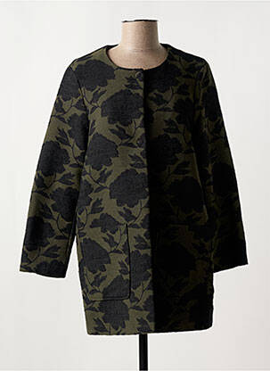Manteau long fermeture pressionnée sans capuche vert LA FEE MARABOUTEE femme